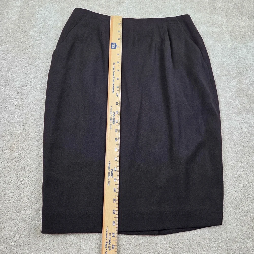 Black Wool Blend Pencil Skirt Size 10 Dana Buchman High Waist Pockets  24